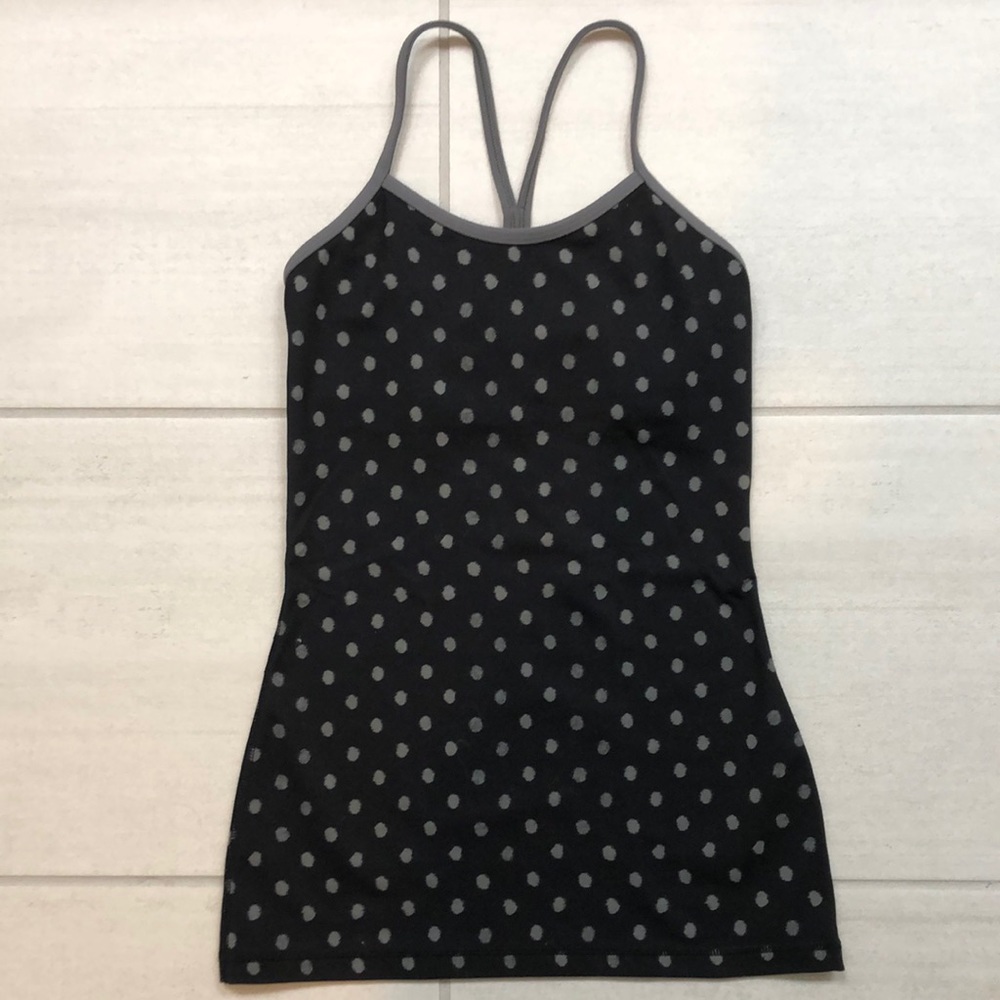 Lululemon Power Y Tank Polka Dot Print Black Gray